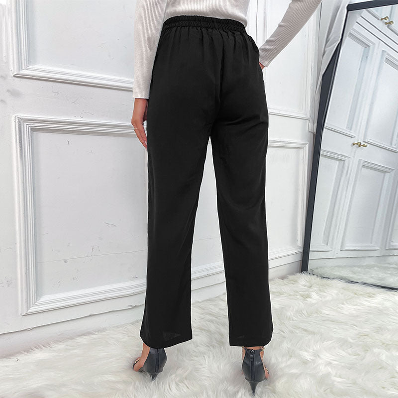 Damen elegante Stoffhose mit hohen Bund und modischen Knopfdetails R&B