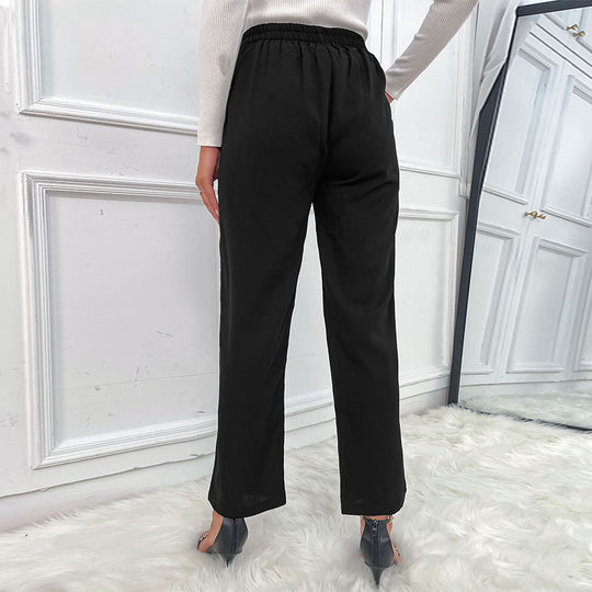 Damen elegante Stoffhose mit hohen Bund und modischen Knopfdetails R&B