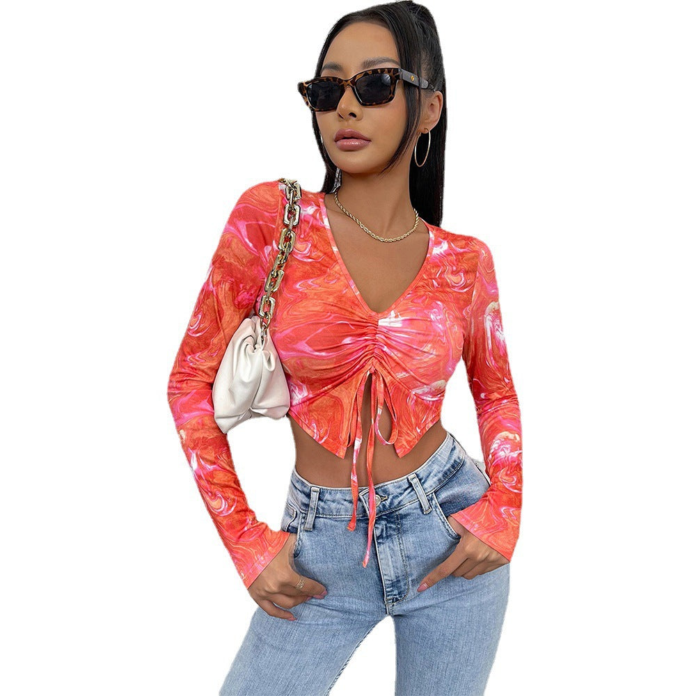 Damen Langarm Crop-Top mit in sich gedrehtem Design