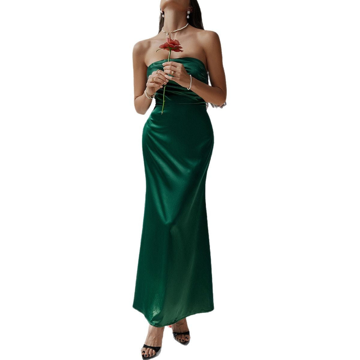 Damen Bustier Maxikleid mit elegantem Schnitt und fließendem Material R&B