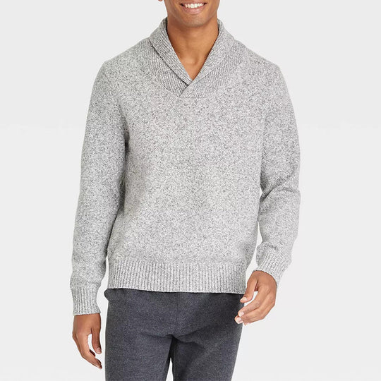 Herren Pullover mit Schalkragen und filigranem Rippdesign R&B