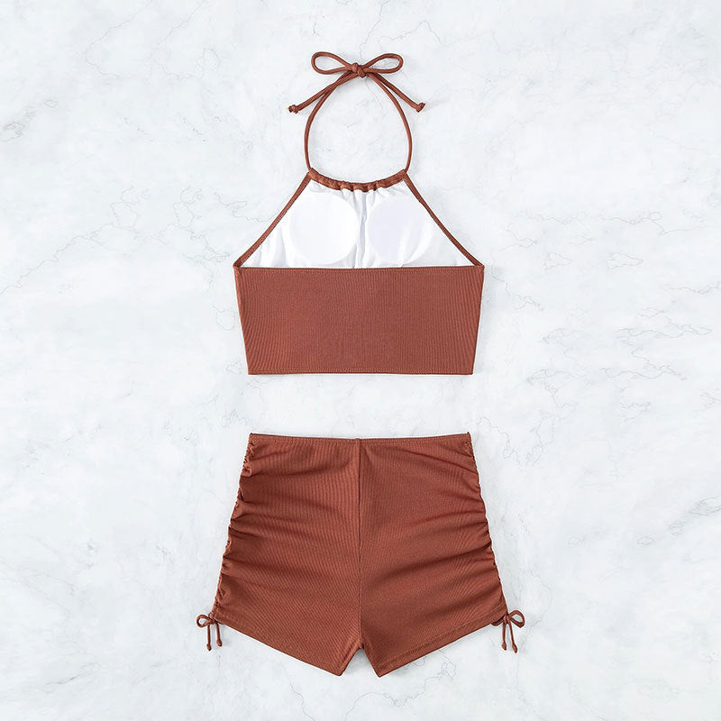 Damen Sportlicher Bikiniset mit raffiniertem Wickeldesign und verstellbaren Trägern R&B