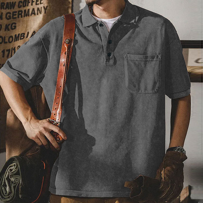 Herren Kurzarm-Polohemd mit praktischer Brusttasche und klassischem Kragen R&B