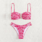 Damen Bikini-Set mit verspieltem Mustermix und modernen Schnürdetails R&B