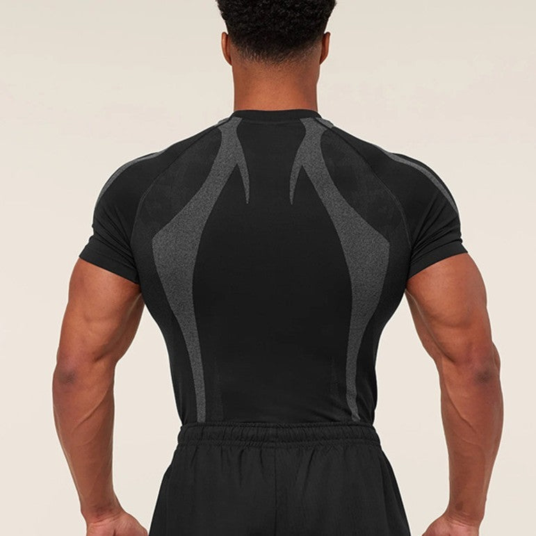 Herren nan nahtloses formgR&Bendes Funktionsshirt mit Kompressionseffekt und ergonomischen Muskelzonen R&B
