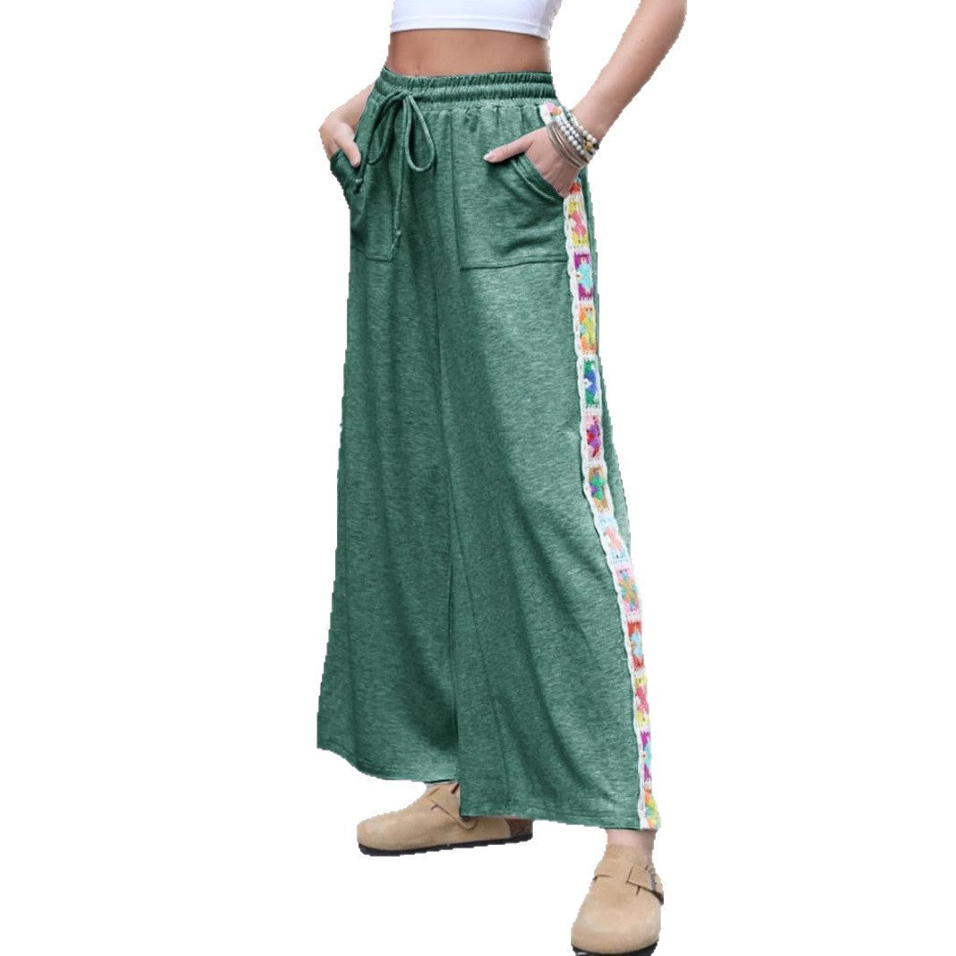 Damen Weite Freizeithose mit buntem Seitenstreifen R&B