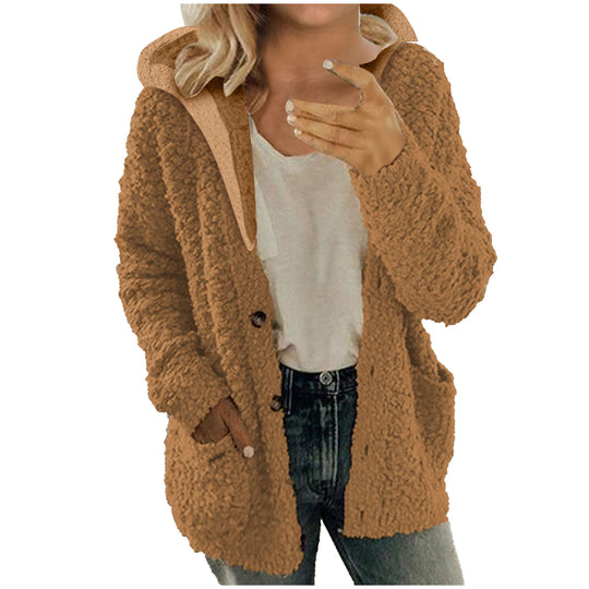 Damen kuschelige Fleecejacke mit Kapuze und praktischen Taschen R&B