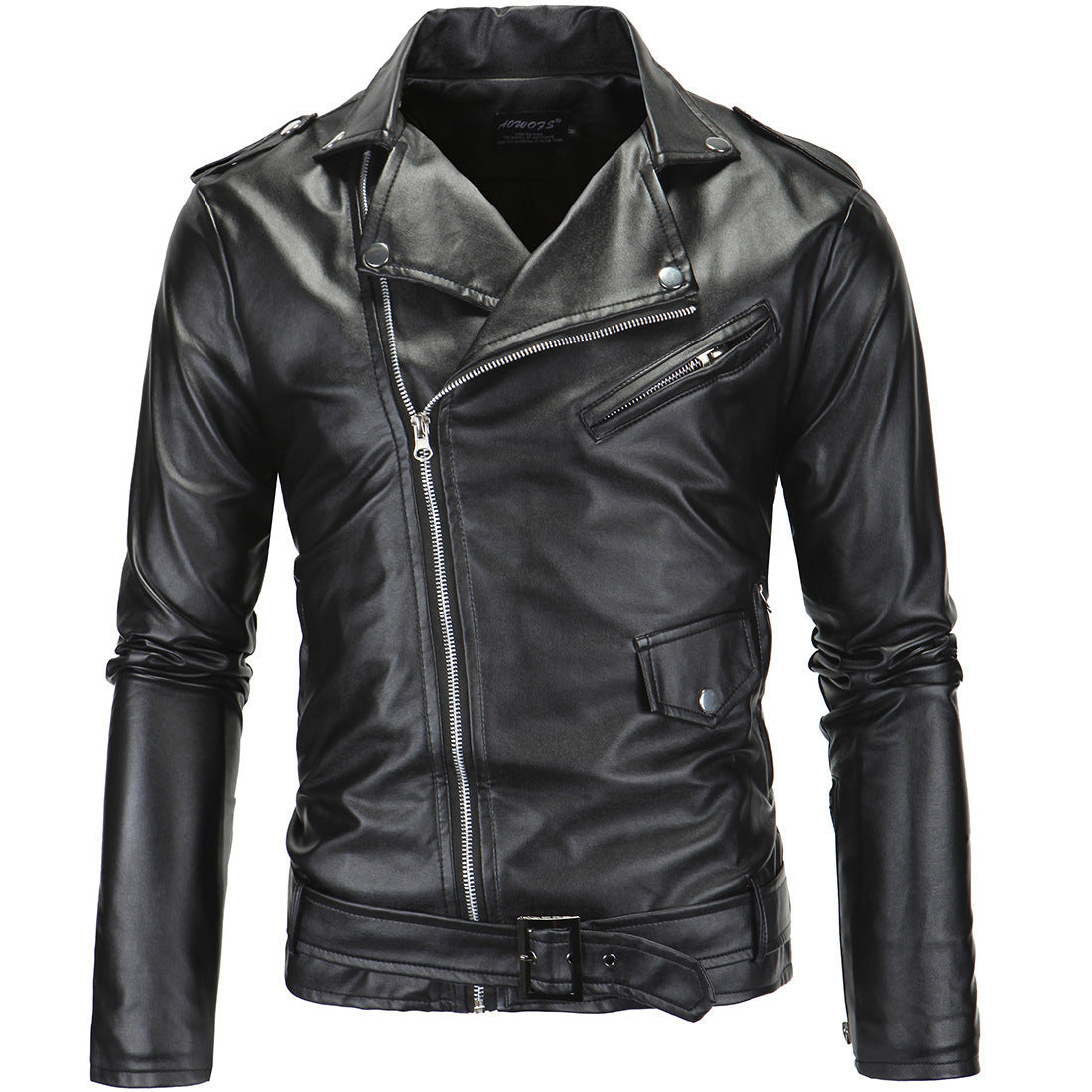 Herren stylische Bikerjacke aus hochwertigem Kunstleder R&B
