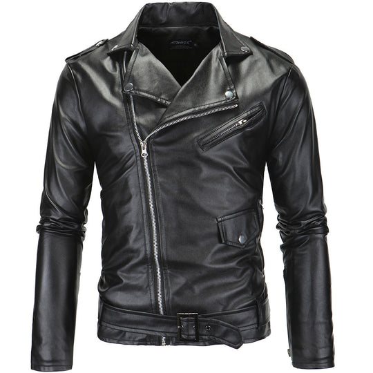 Herren stylische Bikerjacke aus hochwertigem Kunstleder R&B