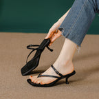 Damen elegante Sling-Sandalen mit verstellbaren Riemen und Komfortabsatz