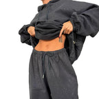 Damen Urbaner Oversized Sweatanzug mit glitzernden Akzenten R&B