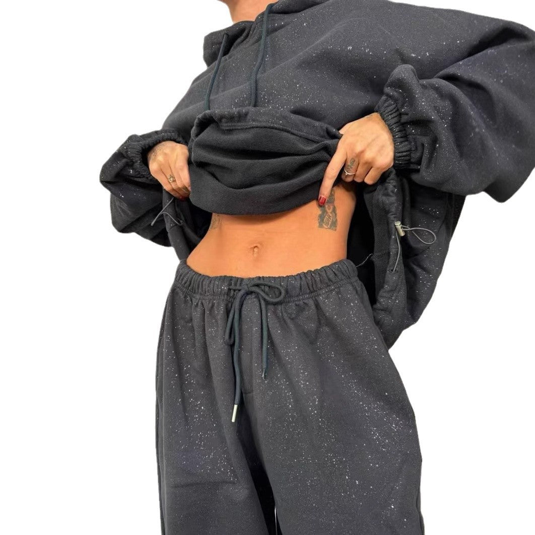 Damen Urbaner Oversized Sweatanzug mit glitzernden Akzenten R&B