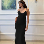Damen elegantes figurbetontes Abendkleid mit Spaghettiträgern und fließendem Schnitt R&B