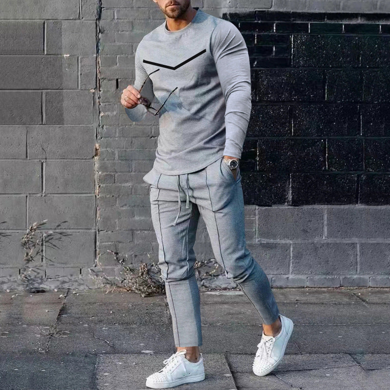 Herren Sportliches Freizeit-Set mit atmungsaktivem Langarmshirt und bequemen Jogginghosen R&B