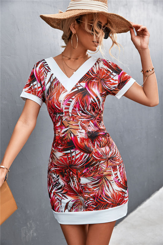 Damen Blusenkleid mit floralem Muster und eleganter Schulterpartie R&B