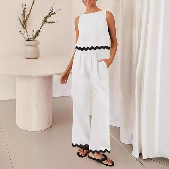 Damen elegantes Lounge-Set mit weitem Schnitt und dekorativen Wellenabschlüssen R&B