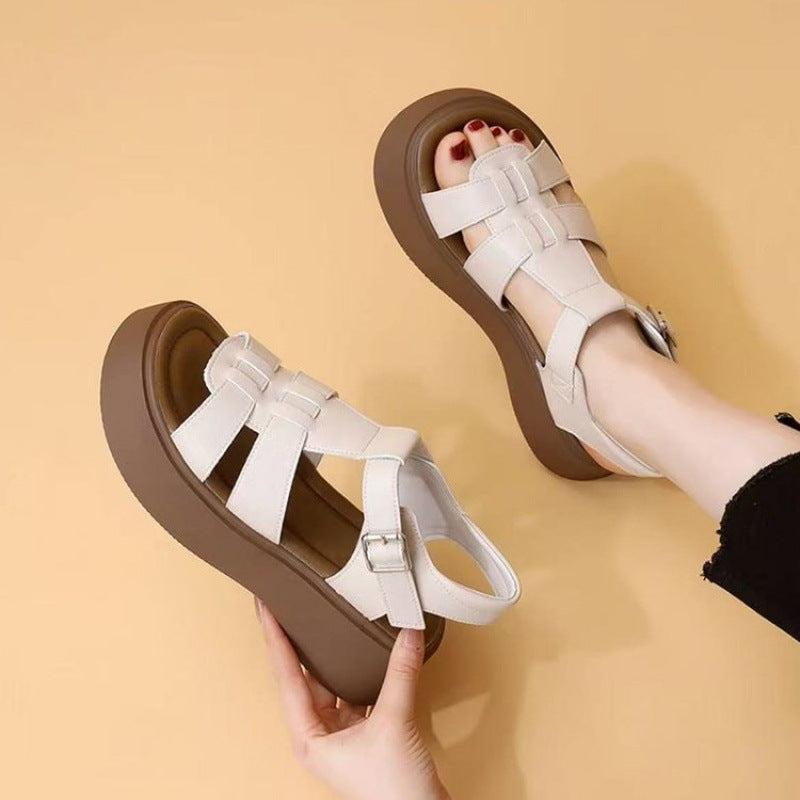 Damen Komfortable Plateau-Sandalen mit verstellbaren Riemen und modischem Design R&B