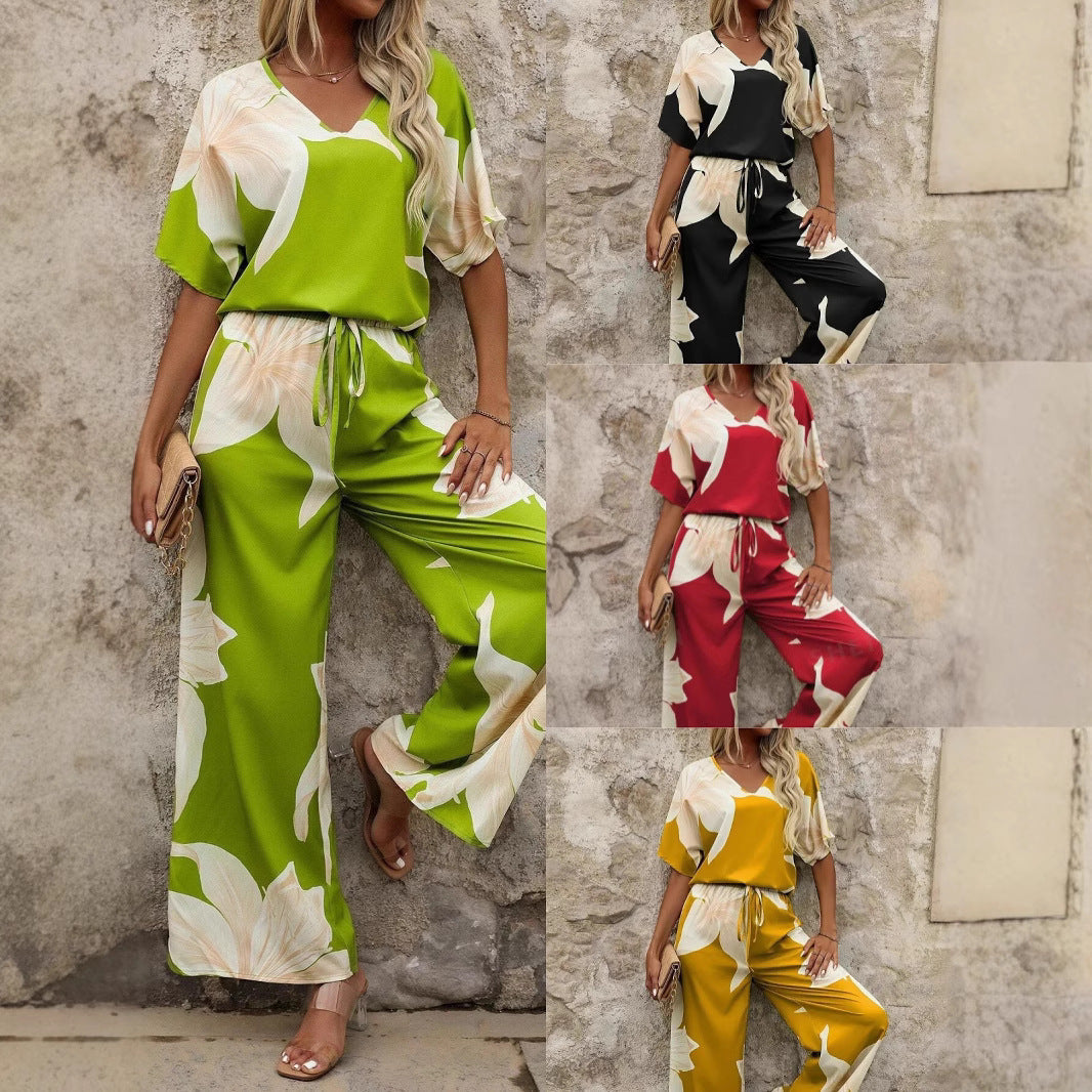 Damen Luftiges Zweiteiliges Set mit floralem Design und weitem Schnitt R&B