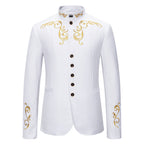 Herren eleganter Blazer mit kunstvoller goldener Stickerei
