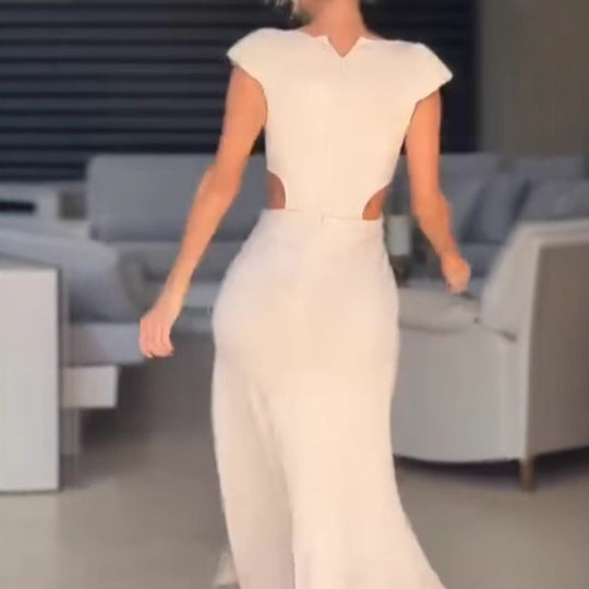 Damen Elegantes Wickelkleid mit floralem Detail und Schlitz R&B