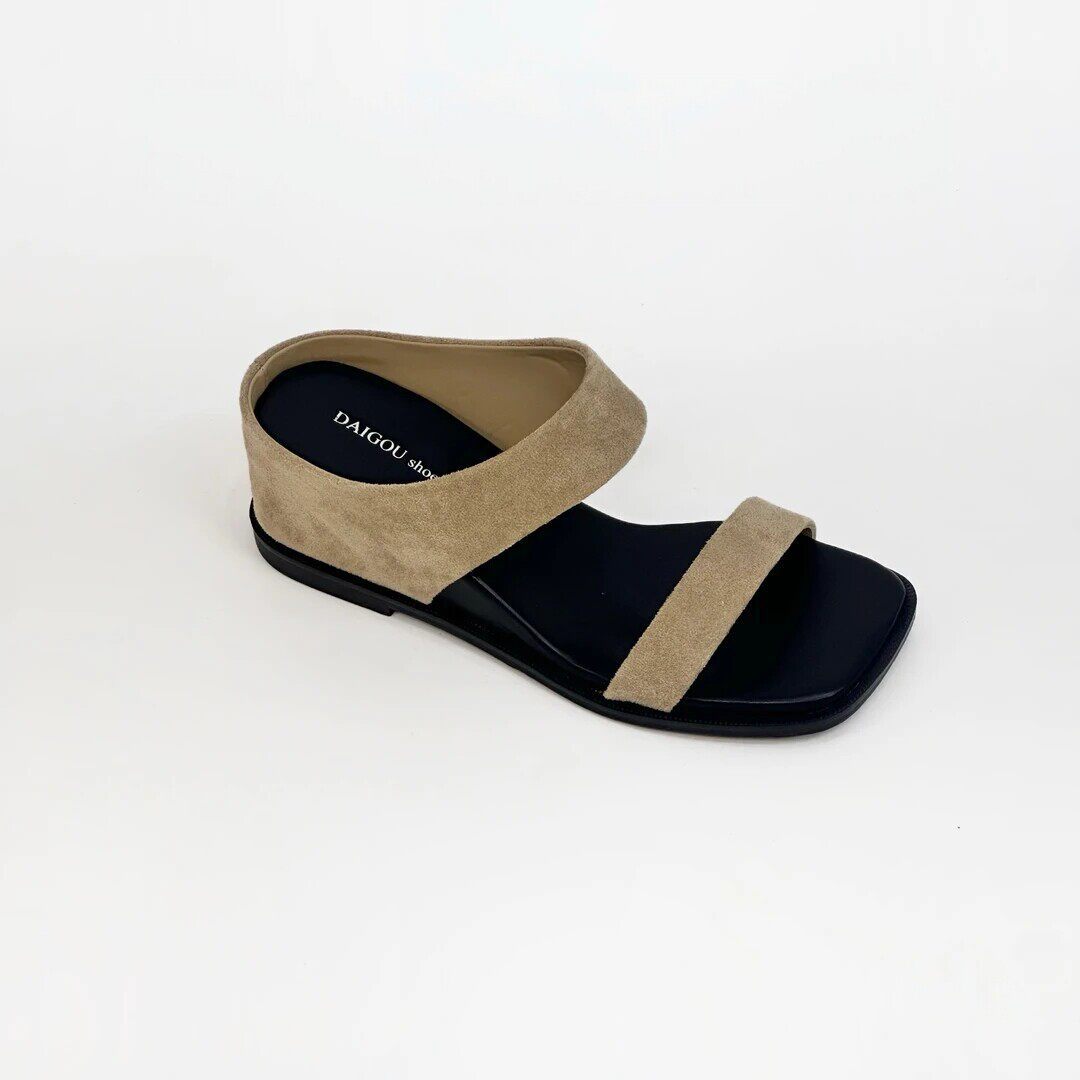 Damen Elegante Sandalen mit breitem Metallriemen und komfortablem Fußbett R&B