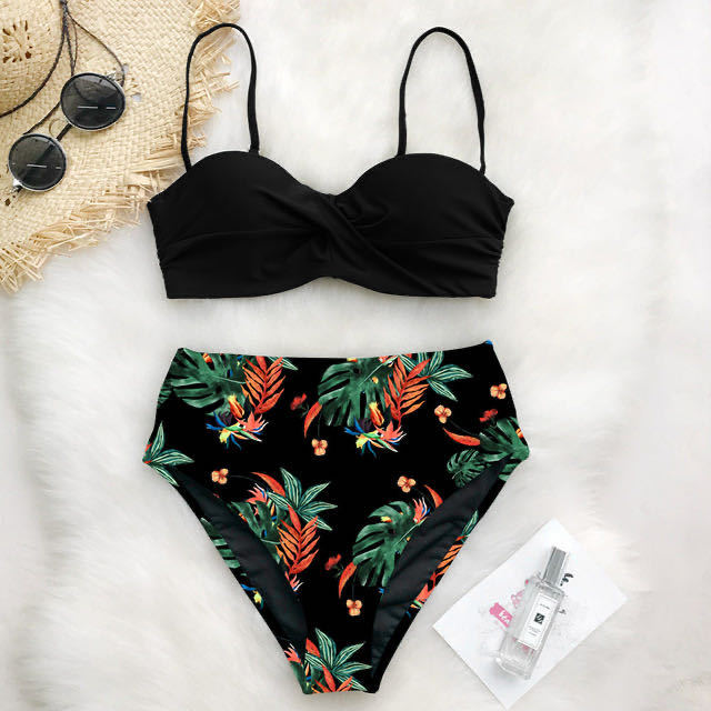 Damen Hoch tailliertes Bikini-Set mit floralem Oberteil R&B