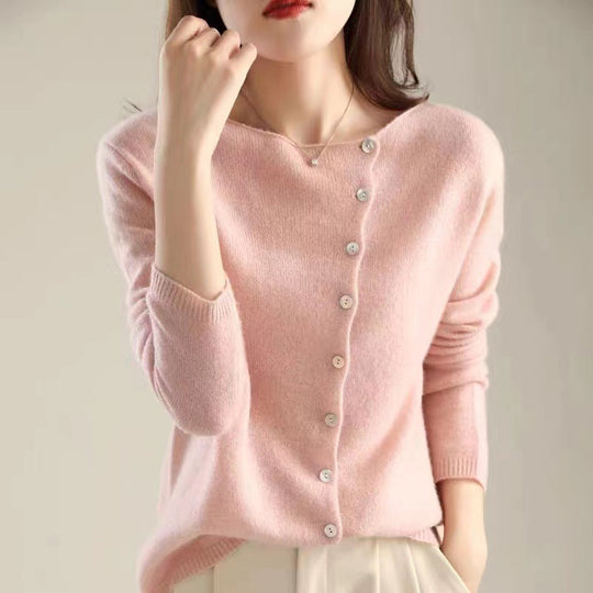 R&B | Klassischer Langarmpullover mit Knöpfen