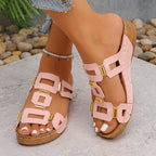 Damen Komfortable Plateau-Sandalen mit modischen Riemen und dekorativen Akzenten R&B