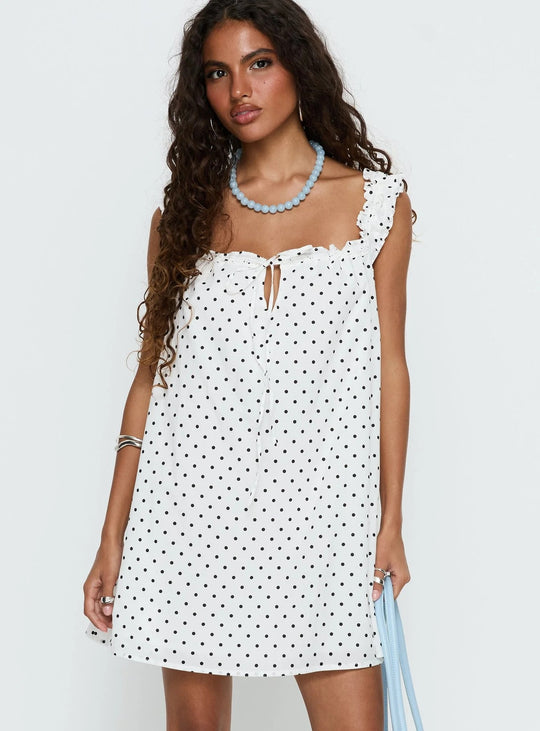 Damen lässiges Sommerkleid mit Rüschendetails und Knopfverschluss R&B
