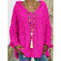Damen Kapuzenpullover mit Zopfmuster und weitem Schnitt R&B