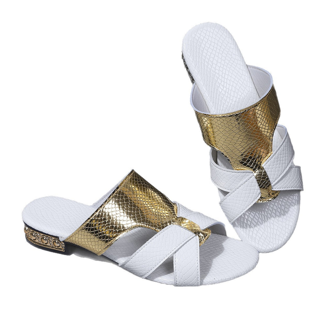 Damen modische Pantoletten mit eleganten Kreuzriemen R&B