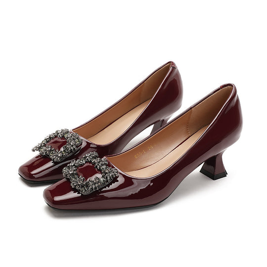 Damen elegante Pumps mit luxuriösem Schmuckdetail und komfortablem Blockabsatz R&B