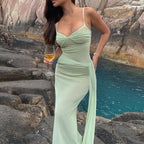 Damen Elegantes bodenlanges Kleid mit raffiniertem Spitzenoberteil und taillierten Details R&B