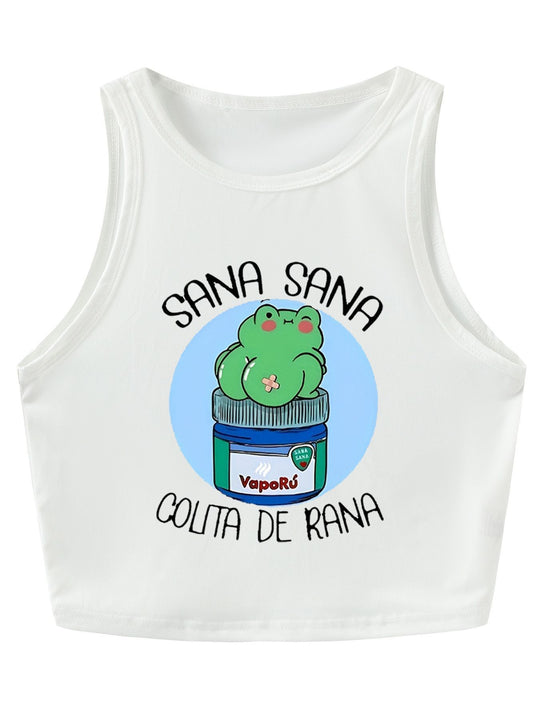 Damen Crop-Top mit kreativem Spruch und lässigem Schnitt R&B