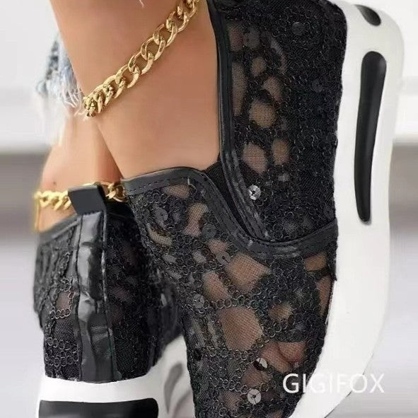 Damen Sneakers mit modischem Netzdesign und glitzernden Akzenten R&B