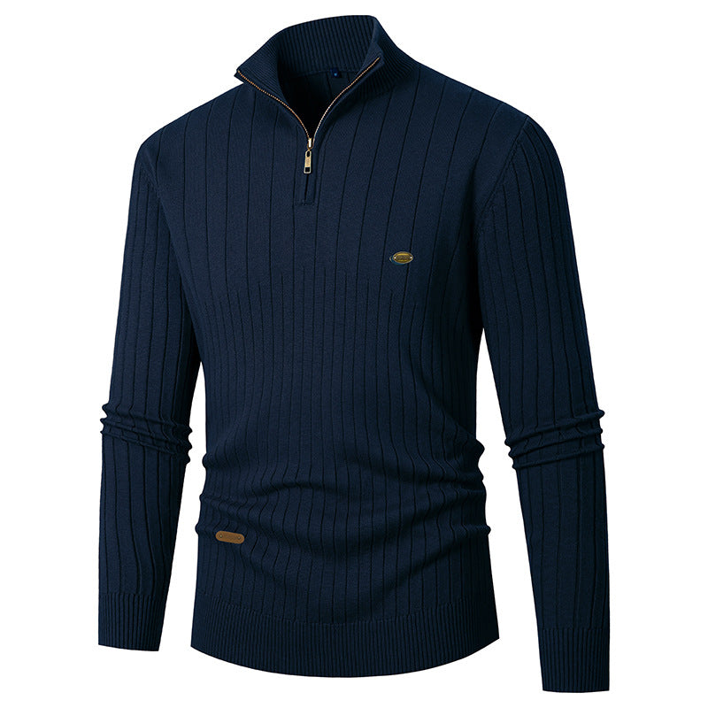 Herren Pullover mit modernem Reißverschluss und Rippenstruktur R&B