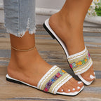 Damen modische Slides mit floralem Dekor R&B