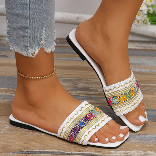 Damen modische Slides mit floralem Dekor R&B
