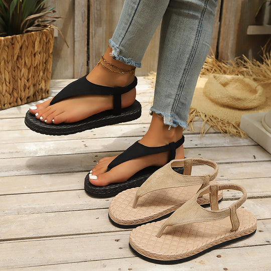 Damen Zehentrenner mit breitem Riemen und rutschfester Sohle R&B