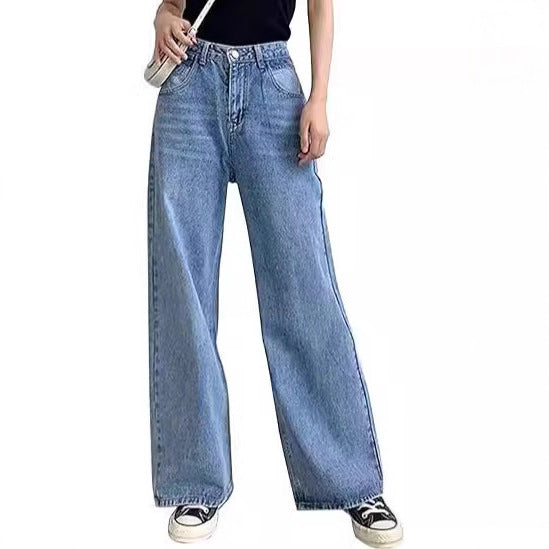 Damen Weite High-Waist Jeans mit praktischen Taschen