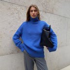 Damen Kuscheliger Rollkragenpullover aus hochwertiger Baumwollmischung mit lockerer Passform R&B