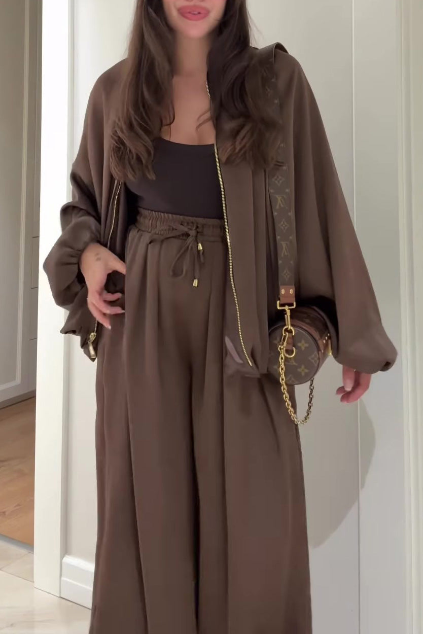 R&B | Reißverschlussjacke und Elastische Bund Weit Geschnittene Hose Zweiteiler Satz
