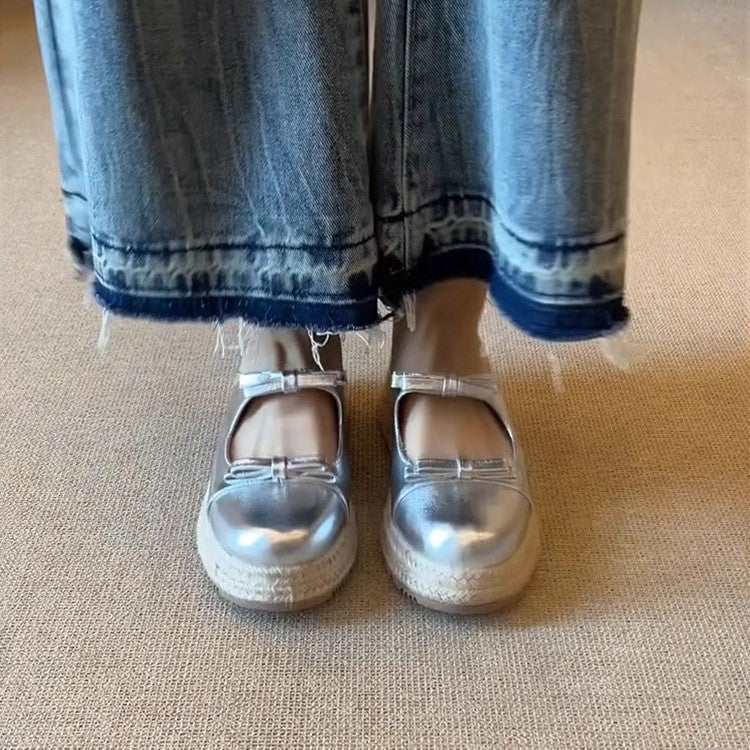 Damen komfortable Espadrilles-Pantoletten mit Schleifen-Applikation R&B
