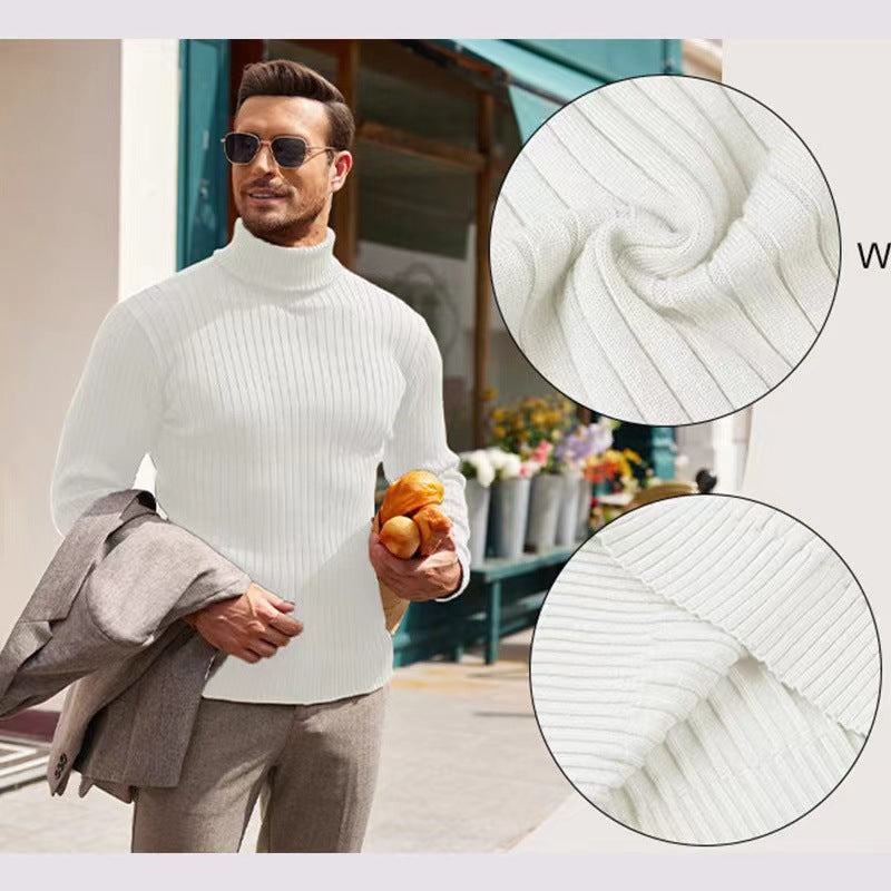 Herren Rollkragenpullover aus hochwertigem Rippstrick R&B