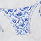 Damen Triangel-Bikini mit modischem Blütenmuster und verstellbaren Trägern R&B
