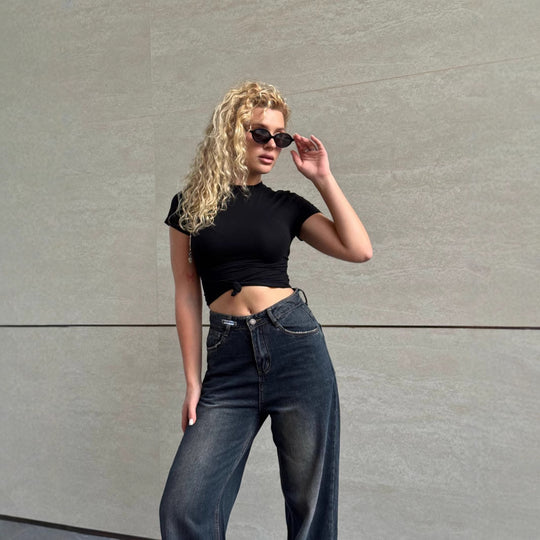 Damen Hochtaillierte Baggy-Jeans mit lockerer Passform R&B