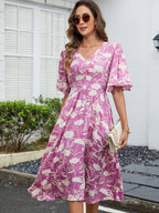 Damen Midi-Kleid mit voluminösen Ärmeln R&B