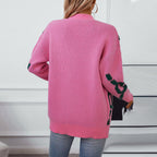Damen oversized Strickjacke mit auffälligem Design und Knöpfen