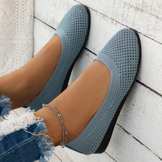 Damen atmungsaktive Ballerinas im eleganten Strickdesign R&B