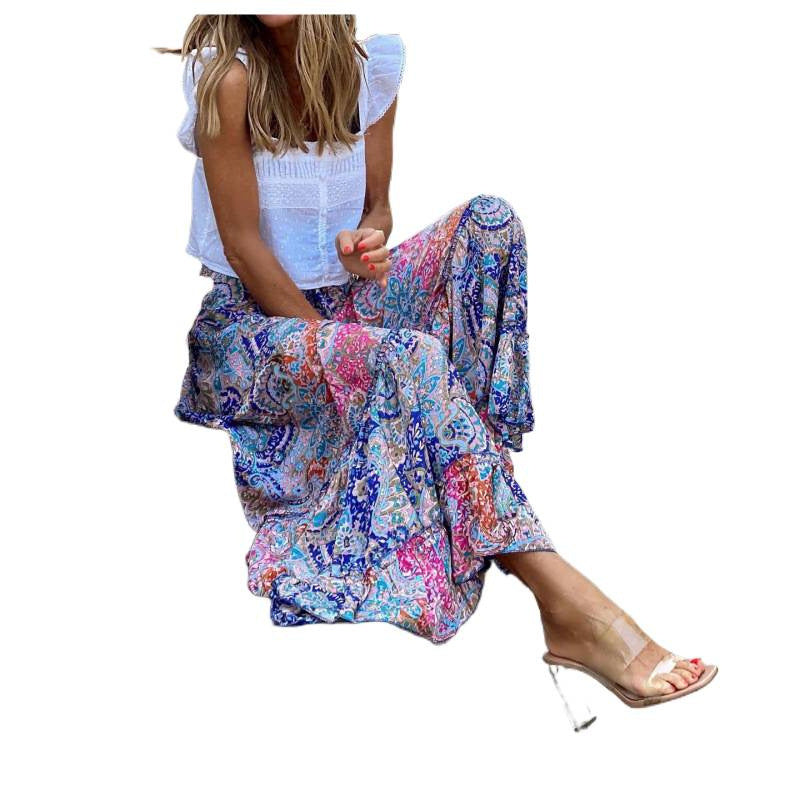 Damen Maxikleid mit fröhlichem Muster R&B